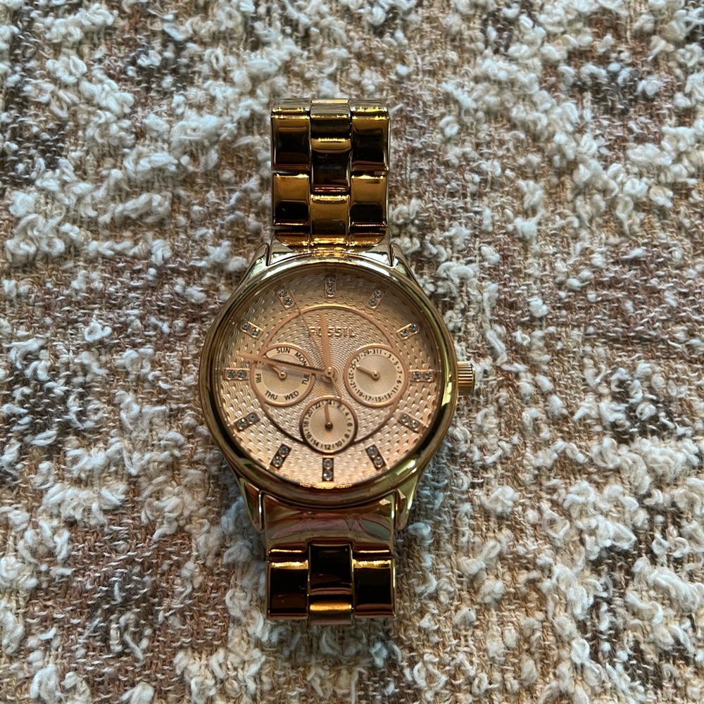 Fossil Gold Watch with Rose Dial